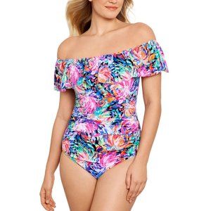 Swim Solutions Magnolia Off-The-Shoulder One-Piece Swimsuit